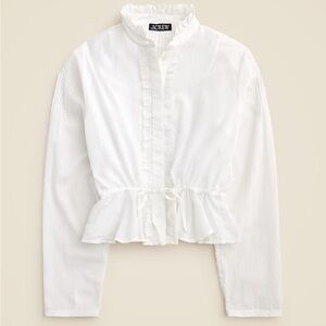 J. Crew Lace-trim cinched-waist top Cotton Voile